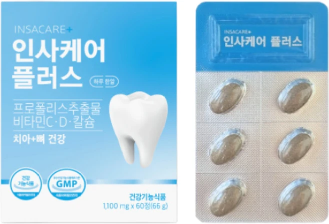 인사케어 플러스 영양제 치아 뼈 건강, 60정, 1개 - 쿠팡