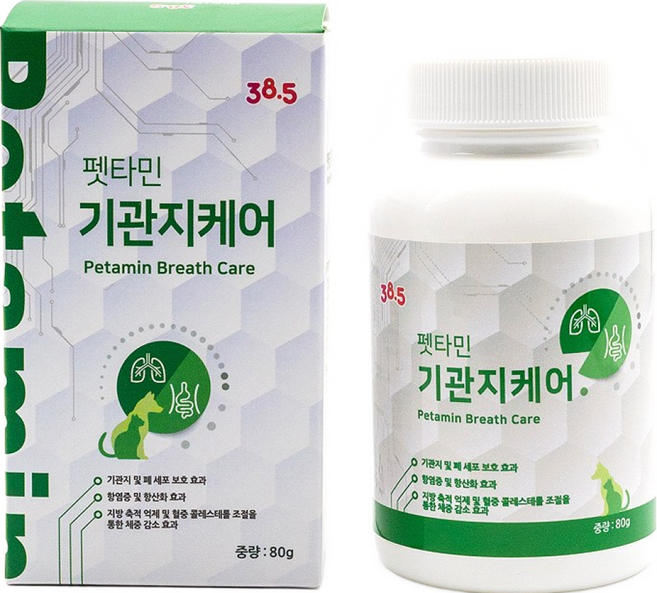 38.5 강아지 고양이 기침 켁켁거림 거위소리 펫타민 기관지케어, 1개, 호흡기/기관지