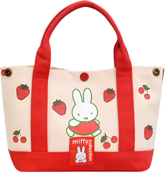 정품 미피 딸기 패턴 캔버스 토트백