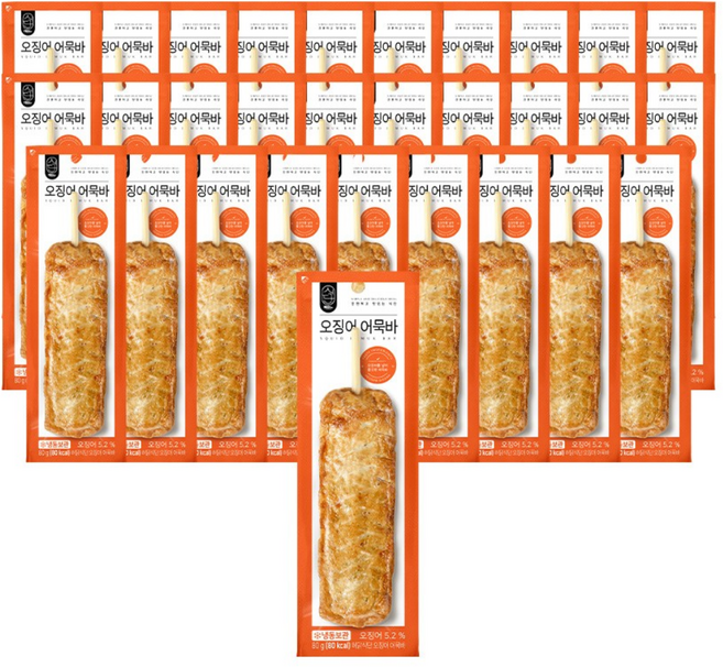 허닭식단 오징어 어묵바, 30개, 80g