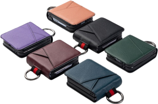 데일리 갤럭시Z플립 레인보우 카드2장수납 핑거링 힌지보호 휴대폰 케이스