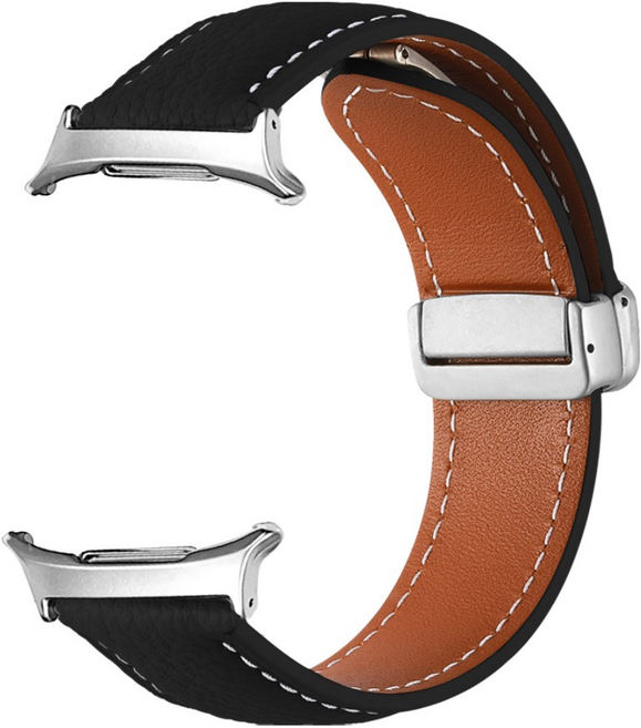 더조은셀러 갤럭시 워치7 울트라 커넥 프리 디버클 천연가죽 스트랩 시계줄 밴드 호환, 블랙