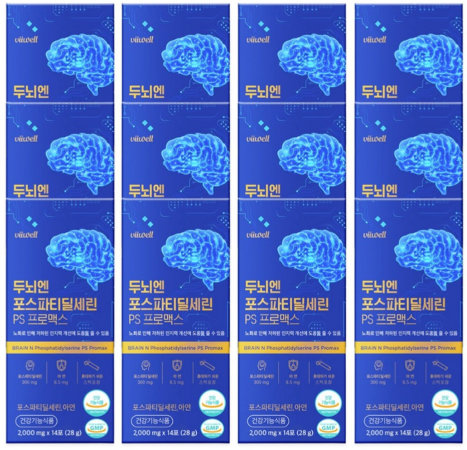 두뇌엔 포스파티딜세린 PS 식약청인증 포스타틴딜세린 포스파디딜세린 포스타딜세린 분말 가루 스틱 300mg, 12개, 28g