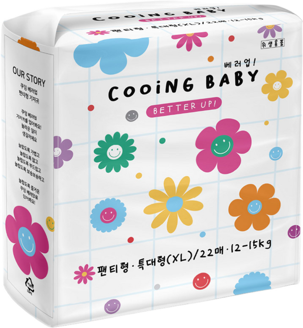 쿠잉 베러업 팬티형 기저귀, 특대형(XL), 44매