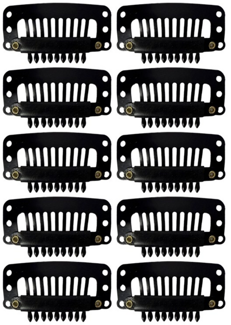 루시피 9발 가발 똑딱이핀, 10개, 블랙