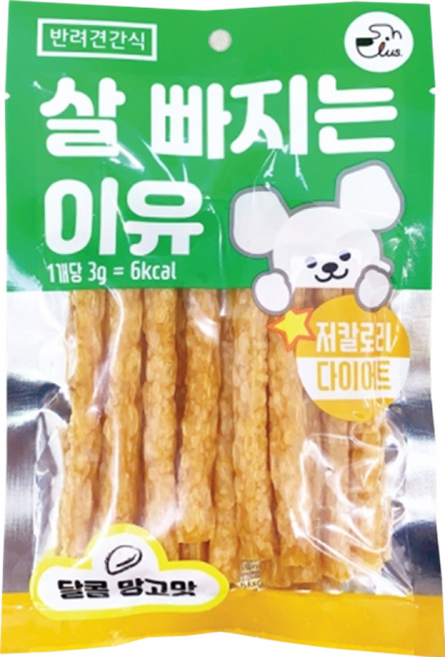 살빠지는이유 저칼로리 덴탈 강아지간식 15p, 망고, 50g, 1개