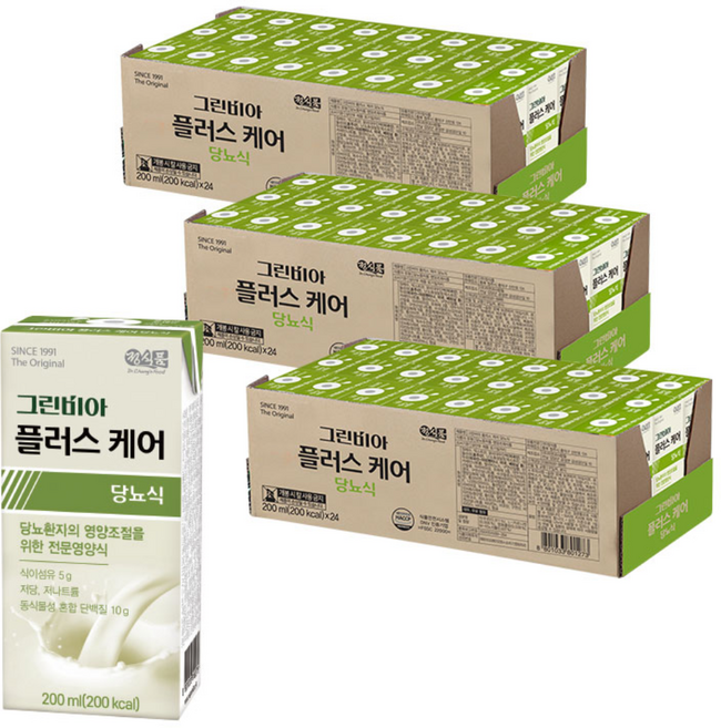 그린비아 플러스케어 당뇨식 200ml x 72팩, 72개