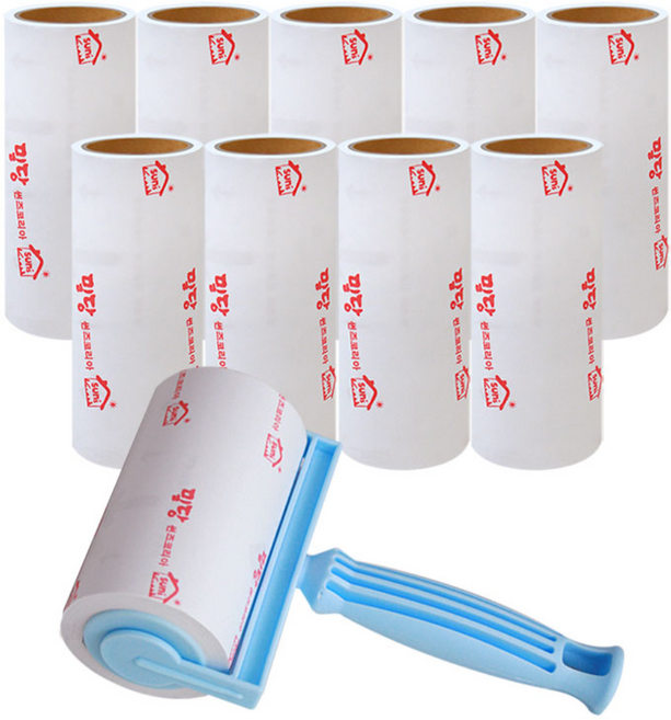 썬즈코리아 밀당 국산 테이프클리너 핸들 리필세트 테이프클리너 의류 이불 먼지 머리카락 밀대걸레 청소용품, 1세트