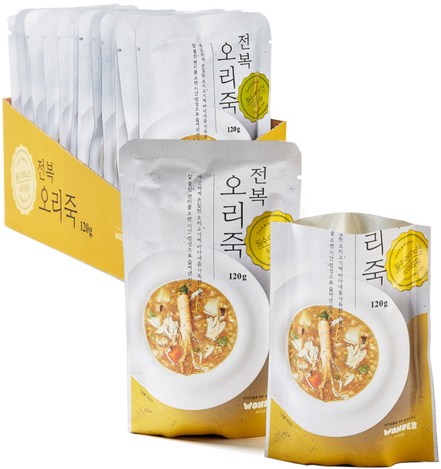 원더푸드 반려동물 죽 파우치, 혼합맛(전복/오리), 120g, 12개