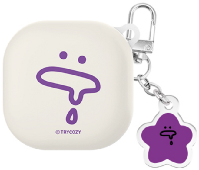 빅 와글와글 버즈라이브/버즈3/버즈3프로 하드 케이스 +아크릴 키링 세트, 퍼플, 버즈라이브/버즈프로/버즈2/버즈2프로(공용)