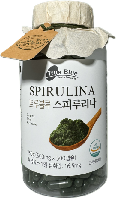트루블루 Spirulina 스피루리나 500mg 500캡슐 호주산 항산화 콜레스테롤 개선, 1개