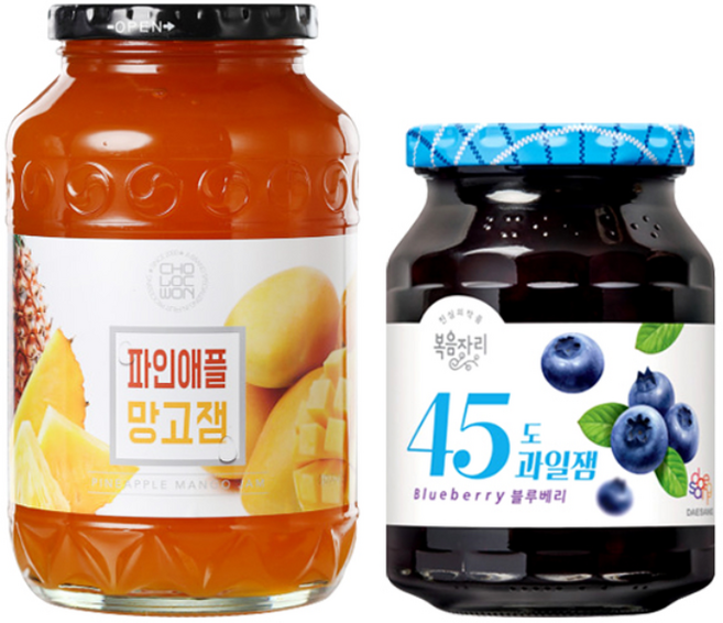 복음자리 45도 블루베리잼 350g +초록원 파인애플 망고잼 1kg, 1개