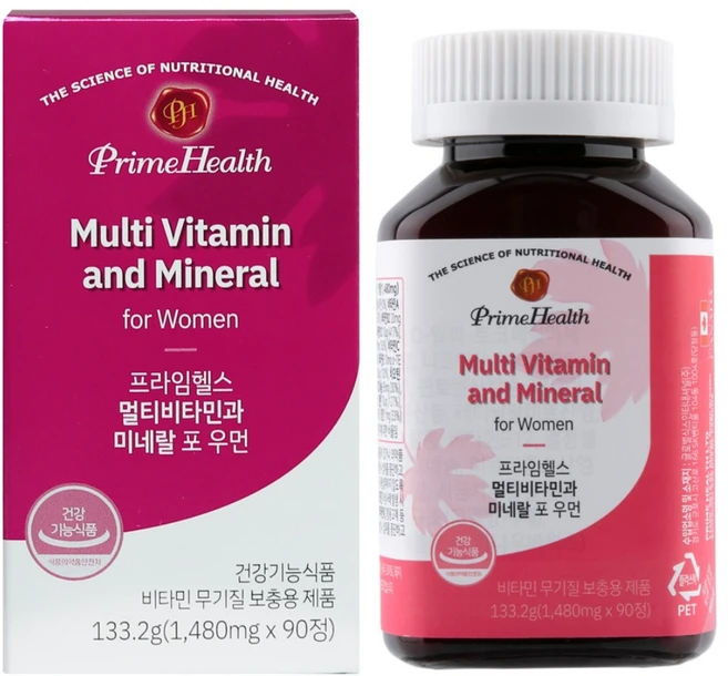 프라임헬스 멀티비타민과 미네랄 포 우먼 3개월분, 90정, 1개 - 쿠팡