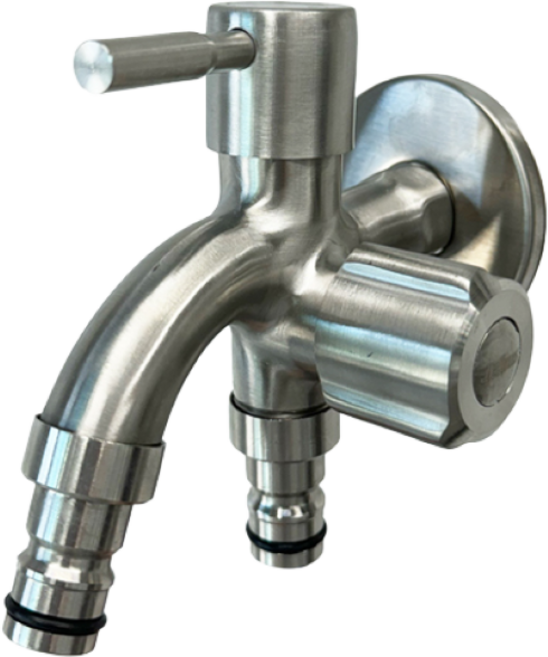 우리수도 SUS304 스텐 NEW 양카프링 두갈래꼭지 세탁기 수도꼭지, 1개