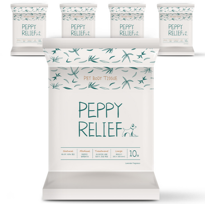 페피릴리프 대나무원단 애견 바디청결티슈 라벤더오일향, 10개입, 5개