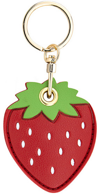 리바앤코 애플 에어태그1/2 키링 열쇠고리 가죽 케이스, 1개, 딸기