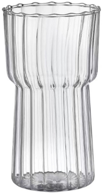 홈카페 유리컵 플리츠 내열유리 예쁜 물잔 카페 아이스 커피, 550ml, 1개