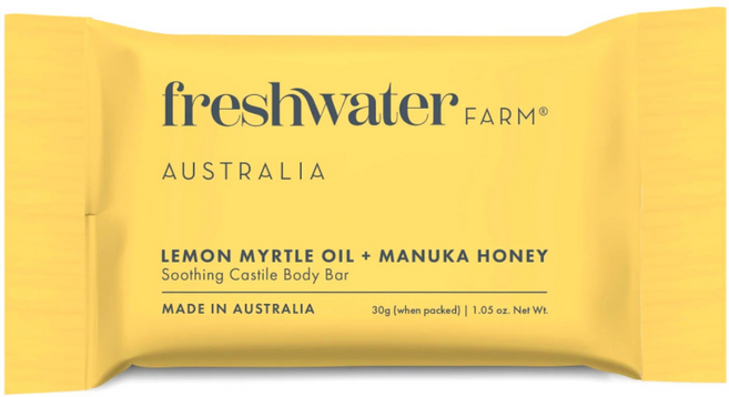 호주 프레쉬워터팜 레몬머틀 오일 마누카 허니 수딩 바디바 미니 트래블 솝 여행용 비누, 30g, 3개입