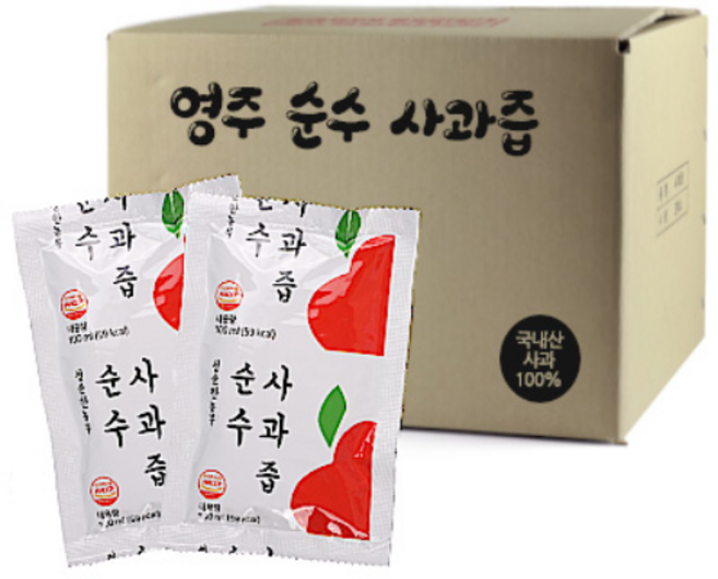 [청순한농부] [특가판매] 영주 순수 100% 사과즙 100ml, 100개