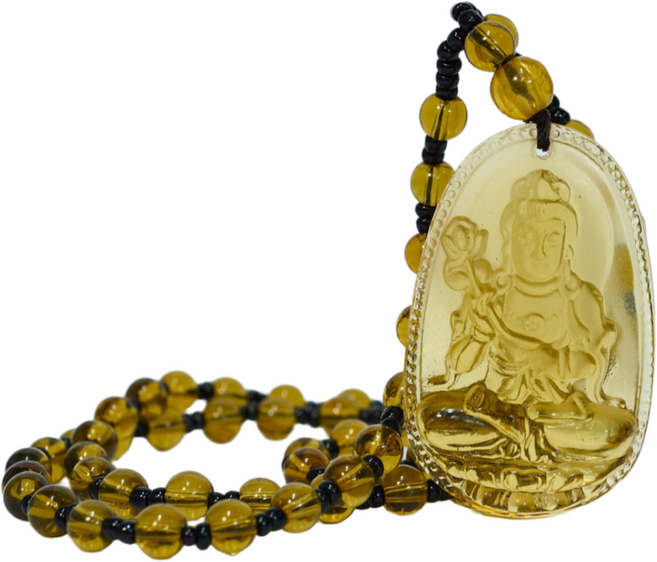 호박색 관세음보살 목걸이 염주 합장주 부처님 펜던트(보시용)