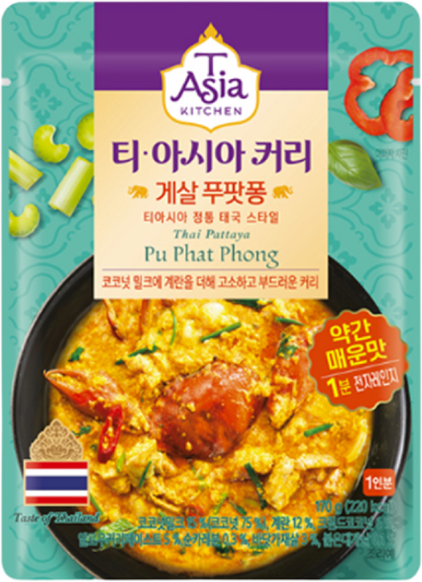 티아시아키친 게살 푸팟퐁 커리, 170g × 4개, 170g, 4개