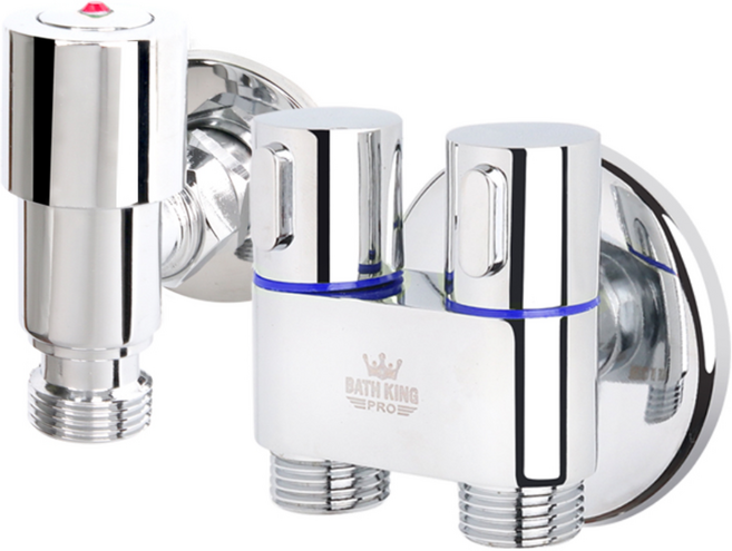 바스킹 두갈래 슬림밸브 세탁기수도꼭지 베란다수전, 1개