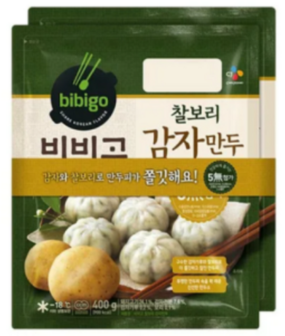 CJ제일제당 [CJ제일제당] 비비고 찰보리감자만두 400g*2번들 x 1개(총2개), 400g, 2개