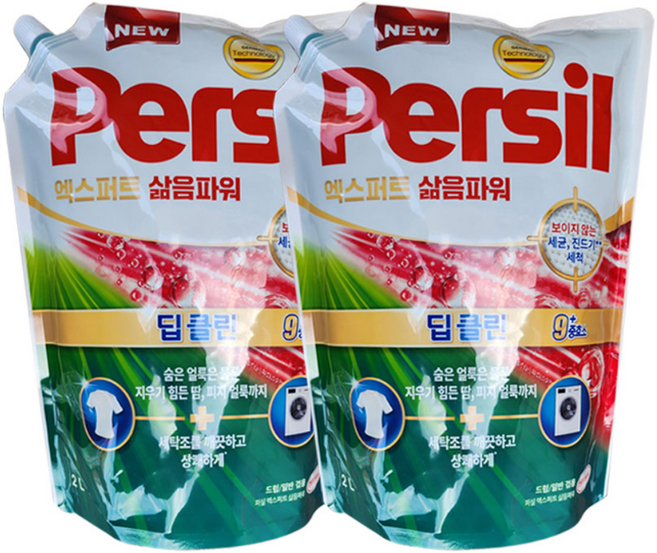 퍼실 엑스퍼트 삶음파워 겸용 액상세제 리필, 2L, 2개