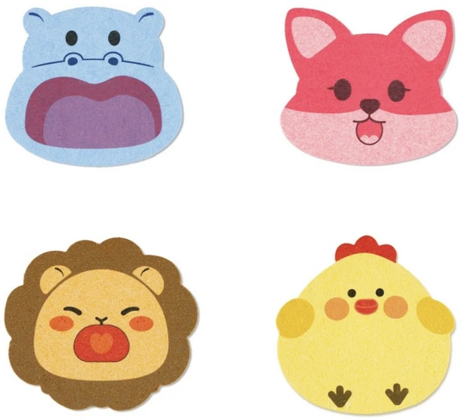 홀시스 부풀어오르는 동물 목욕 스폰지, 1세트, 4개입, 하마/여우/사자/병아리 - 쿠팡