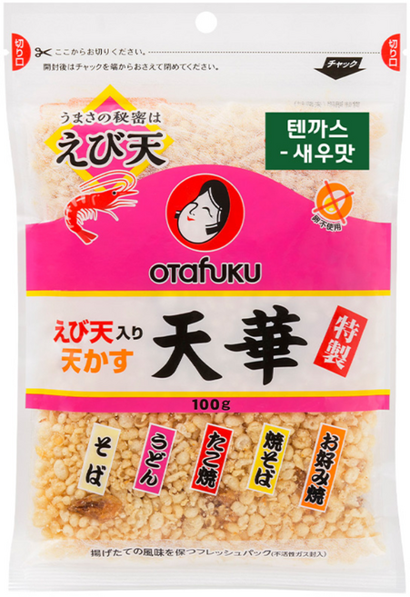 오타후쿠 텐까스 우동 후레이크 튀김가루 고명 떡볶이 일식 새우맛 100g 1개