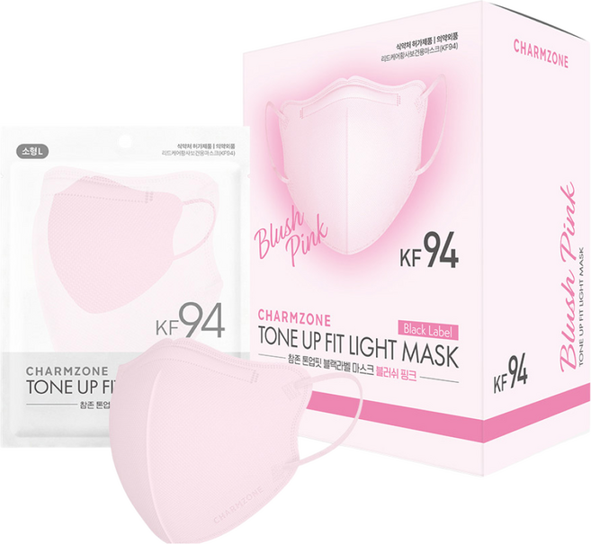 참존 톤업핏 블랙라벨 라이트 KF94 키즈 마스크 소형 L, 블러쉬 핑크, 1개, 25개입