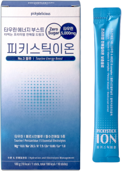 [피키스틱이온 No.3] 타먹는 0칼로리 타우린 전해질 이온음료 (1케이스), 10개, 18g