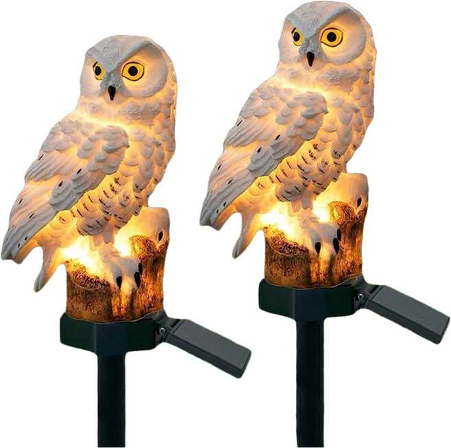 일상애착 태양광 정원등 태양열 인테리어조명 부엉이등, 흰부엉이