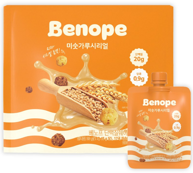 단백질20g 파우치형 단백질쉐이크 미숫가루시리얼, 7개, 40g