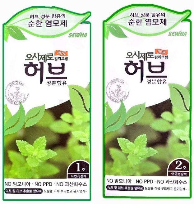 오시제로 칼라크림뉴 1호자연흑갈색 2호연한흑갈색 1개/순한 자극없는 저자극 염모재 염색 허브성분, 1개