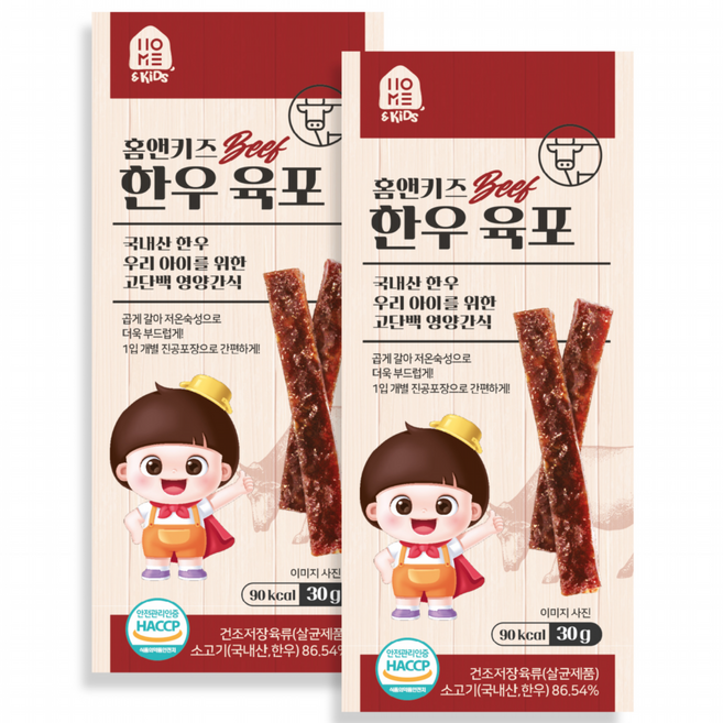 홈앤키즈 육포, 한우, 30g, 2개