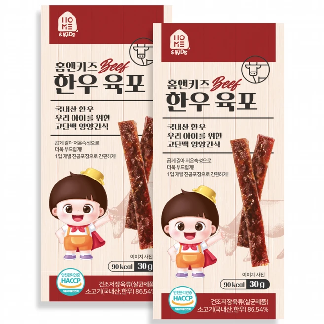 홈앤키즈 육포, 한우육포, 30g, 2개 - 쿠팡