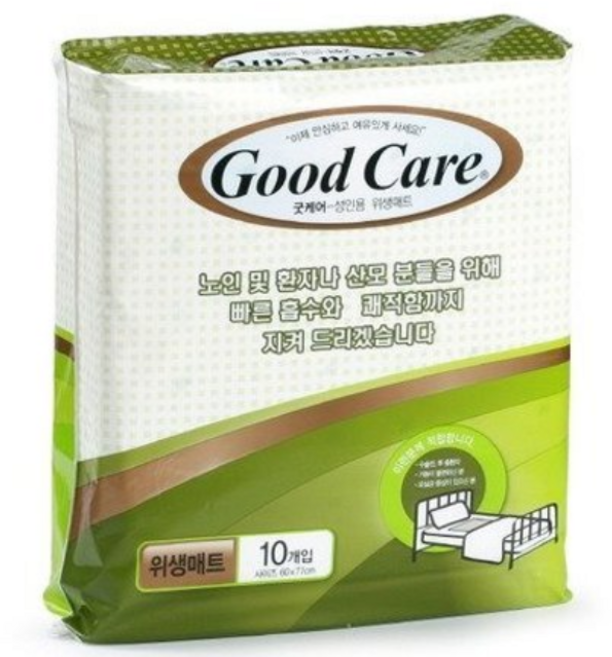 굿케어 안심위생 침대 깔개매트 고급형 1팩(10매)x6팩 노인 성인 요실금패드, 10개입, 6개