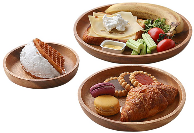 꿈꾸는 키친 아카시아 원형 접시 세트, 소+중+대 세트, 1개