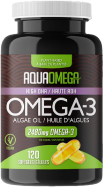 아쿠아오메가 마린 식물성 오메가3 고농축 고순도 소프트젤 캡슐 미세조류 캐나다 정품 직구 AquaOmega Plant Omega-3 Algae Oil Vegan, 1개, 120정