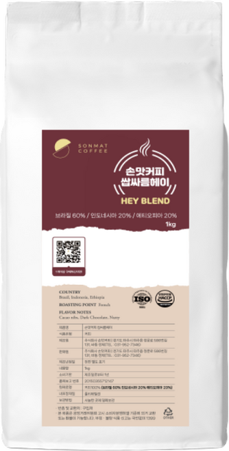 [원두커피 무료배송] 갓 볶은 신선한 원두커피 쌉싸름한향미 (홀빈) / 손맛커피 전용원두 쌉싸름헤이 (HEY), 1kg, 홀빈(분쇄안함), 1개
