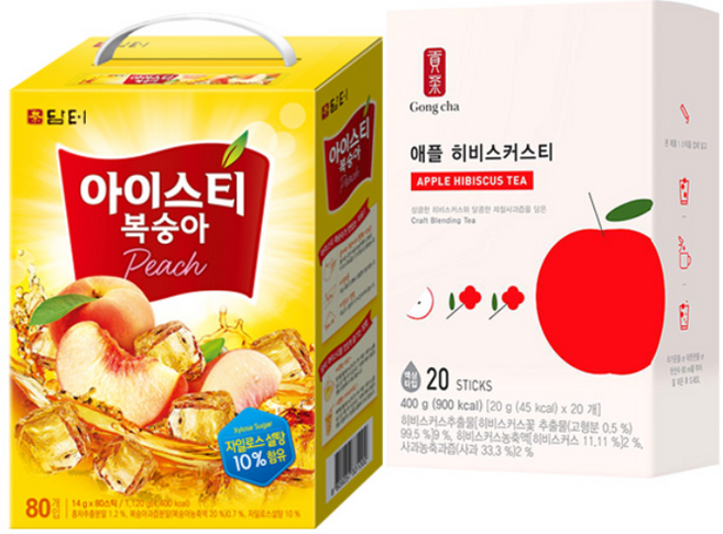 담터 아이스티 복숭아 80T +공차 애플히비스커스티 20T, 1.12kg, 1개
