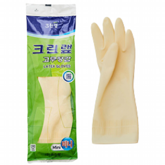 크린랲 미니 미색 5개 고무장갑, 미니(XS)