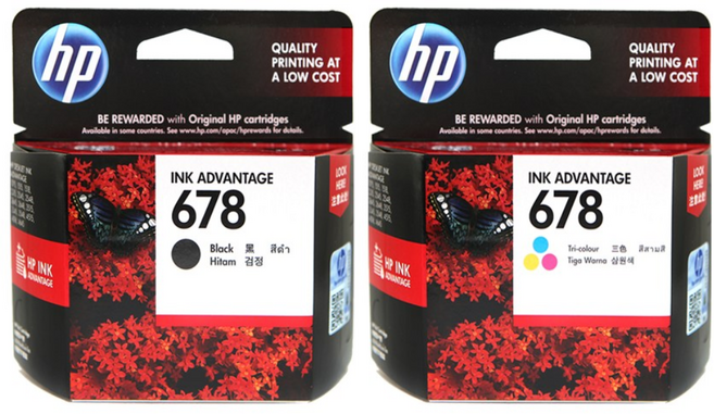 HP 678 잉크 검정+컬러 세트 HP3545 HP4645 HP2545 HP3540, 검정(CZ107AA)+컬러(CZ108AA), 1세트