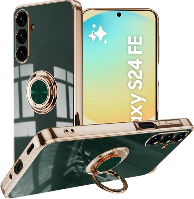 커위안 S24 FE 전기도금 링 실리콘 보호 케이스 핸드폰 게이스