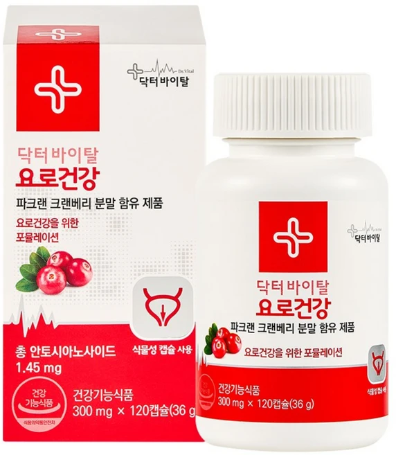 닥터바이탈 요로건강 크랜베리 방광영양제 36g, 120정, 1개 - 쿠팡