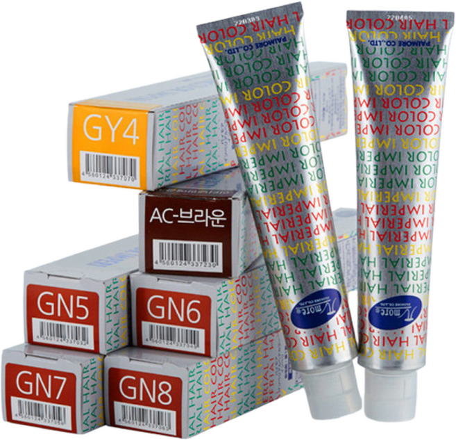 파이모아 염색약 임페리얼 헤어칼라 90g 전색상 남자 여자 셀프 새치 커버 염색도구 5종, GY8+산화제+4종사은품, 1개