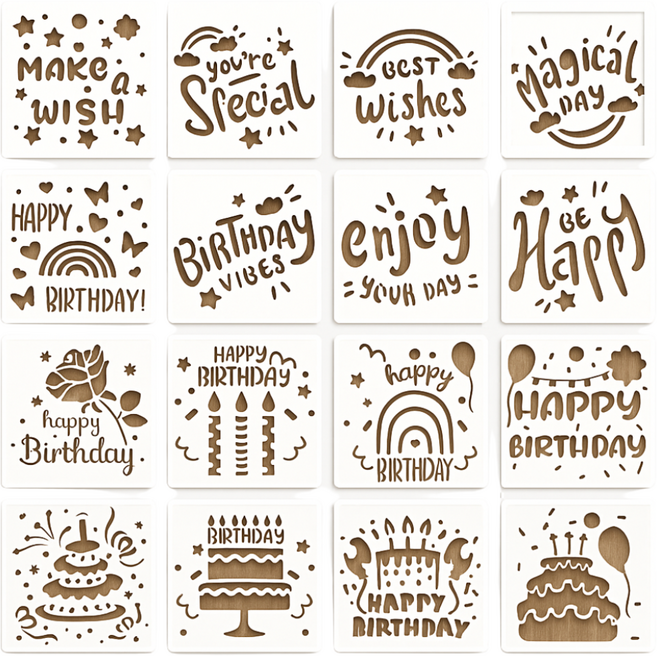 제니미엘 DIY 스텐실 도안 패턴 눈 별 하트 음표 생일, 축하