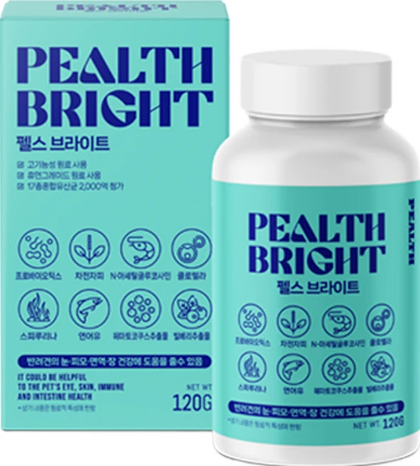 PEALTH BRIGHT 펠스브라이트 강아지 눈영양제 루테인 눈물 백내장 피부 면역 장 유산균 노령견 종합영양제, 1개 - 쿠팡