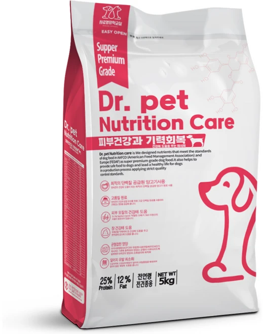 닥터펫 뉴트리션케어 5kg 슈퍼프리미엄급 전연령 기능성 강아지 사료 건식사료, 피부/피모+알러지, 1개 - 쿠팡